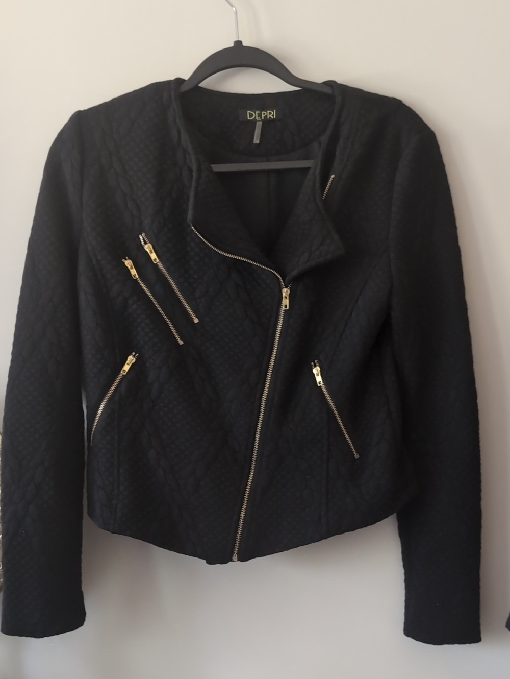 Depri Black & Gold Moto Jacket Small